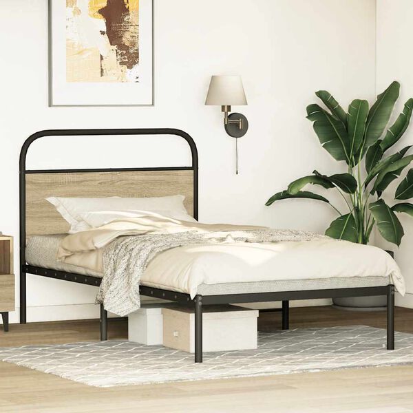 vidaXL Estructura de cama sin colch&oacute;n 90x200 cm madera roble Sonoma