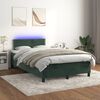 vidaXL Cama box spring colch&oacute;n y LED terciopelo verde oscuro 120x200cm