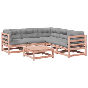vidaXL Set de sof&aacute;s jard&iacute;n 6 pzas con cojines madera abeto Douglas