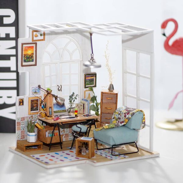 Robotime Kit de DIY en miniatura SOHO Time con luz LED