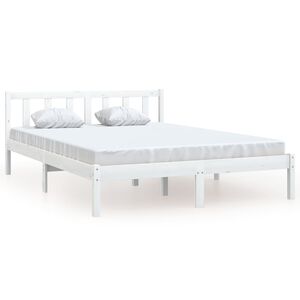 vidaXL Estructura cama doble peque&ntilde;a sin colch&oacute;n madera maciza blanco