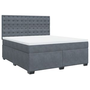 vidaXL Cama box spring con colch&oacute;n terciopelo gris oscuro 180x200 cm