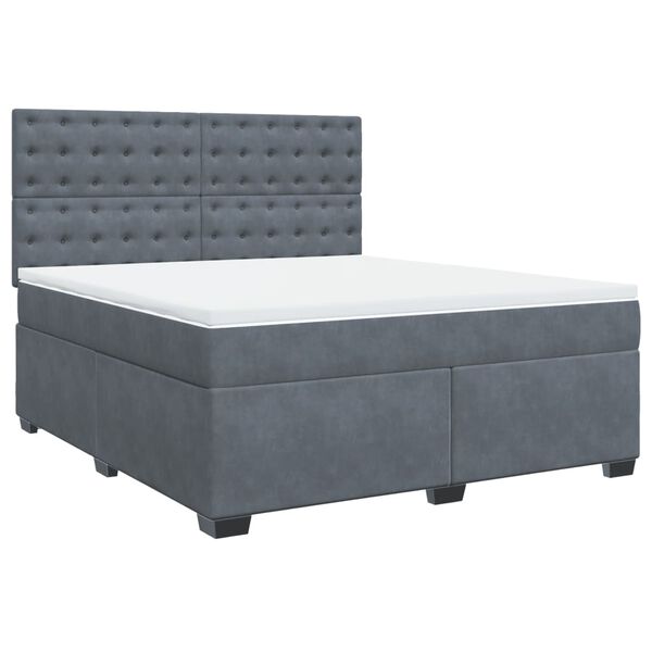 vidaXL Cama box spring con colch&oacute;n terciopelo gris oscuro 180x200 cm