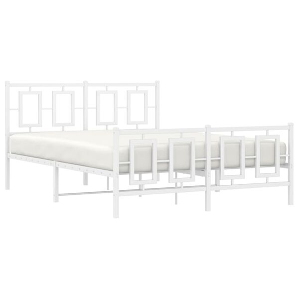 vidaXL Estructura cama sin colchón con estribo metal blanco 135x190 cm