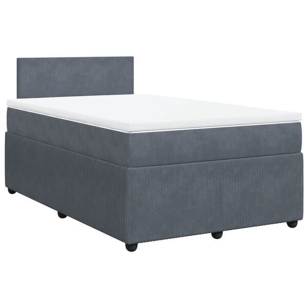 vidaXL Cama box spring con colch&oacute;n terciopelo gris oscuro 120x190 cm