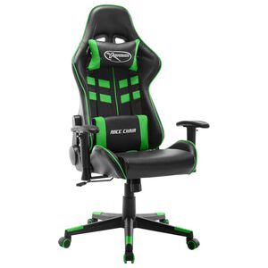 vidaXL Silla de gaming de cuero sint&eacute;tico negro y verde