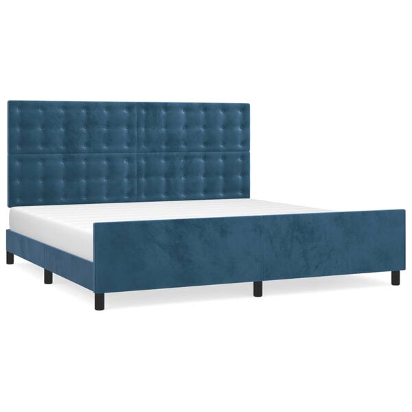 vidaXL Estructura cama sin colch&oacute;n terciopelo azul oscuro 200x200 cm