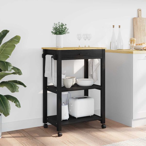 vidaXL Carro de Cocina Liso Negro 88,5 x 40 x 60 cm