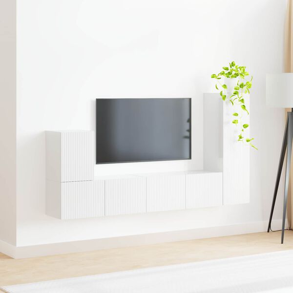vidaXL Conjunto de mueble de TV 3 pcs brillante Madera de ingenier&iacute;a