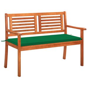 vidaXL Banco de jard&iacute;n 2 plazas madera maciza eucalipto y coj&iacute;n 120 cm