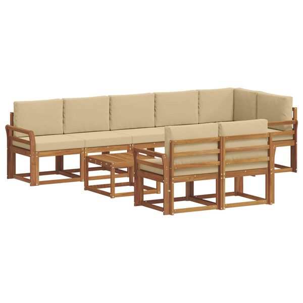 vidaXL Conjunto de sof&aacute;s de exterior con coj&iacute;n 9 pcs Natural y Beige
