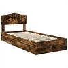 vidaXL Cama con almacenamiento con cabecera Roble ahumado 100 x 200 cm