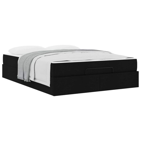 vidaXL Estructura de cama con colch&oacute;n con colch&oacute;n 2 pcs Negro tela