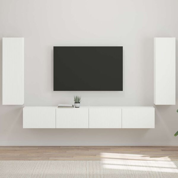 vidaXL Conjunto de mueble para TV de pared 4 pcs brillante