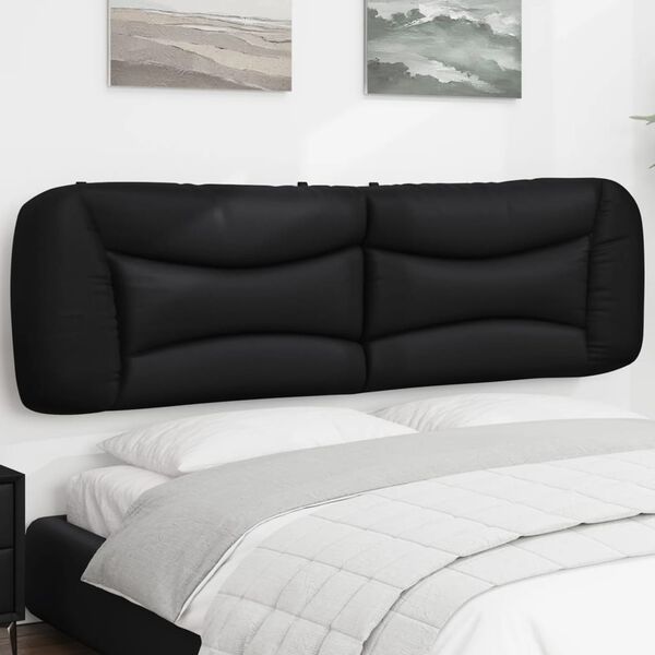 vidaXL Cabecero de cama acolchado Hvar cuero sint&eacute;tico negro 183 cm