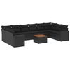 vidaXL Set de sof&aacute;s de jard&iacute;n 11 pzas y cojines rat&aacute;n sint&eacute;tico negro