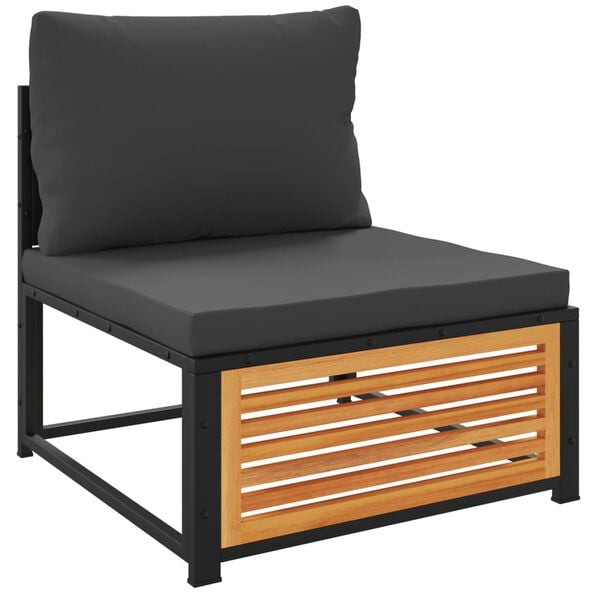 vidaXL Sof&aacute; jard&iacute;n sin reposabrazos con cojines madera maciza acacia