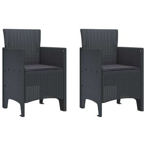 vidaXL Silla de Jardín 2 pcs Antracita 53 x 49 x 85 cm PP