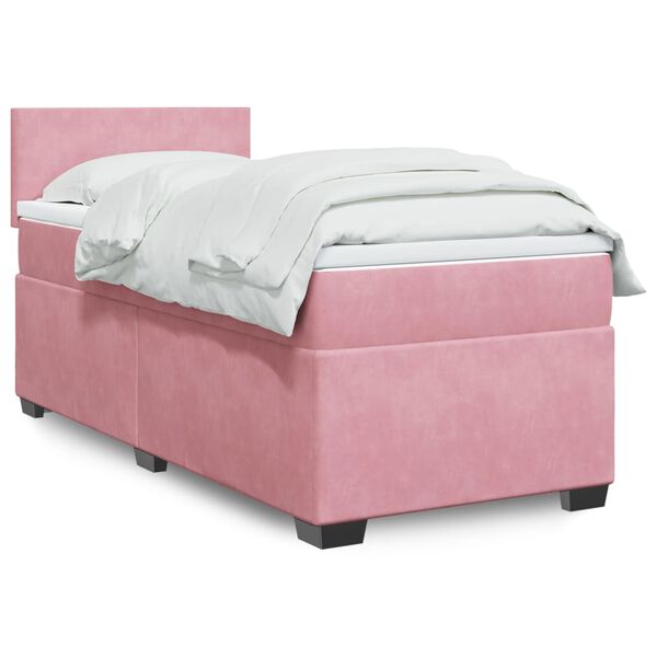 vidaXL Cama box spring con colch&oacute;n terciopelo rosa 80x200 cm
