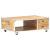 vidaXL Mesa de centro de madera maciza de mango rugosa 89x59x33 cm