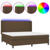 vidaXL Cama box spring colch&oacute;n luces LED tela marr&oacute;n oscuro 200x200 cm