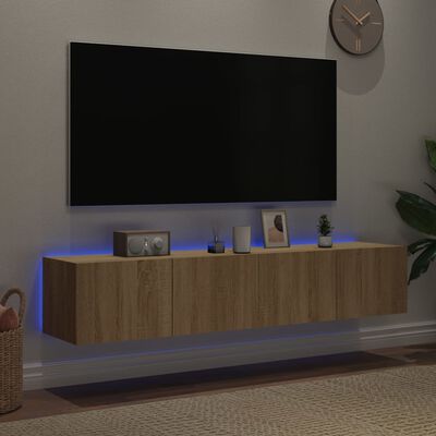 vidaXL Muebles de TV de pared luces LED 2 uds roble Sonoma 80x35x31 cm
