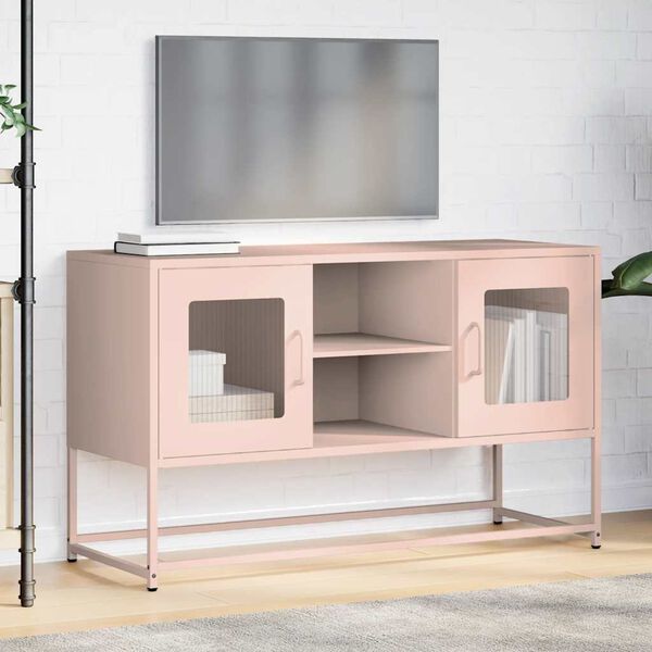 vidaXL Mueble para TV de acero rosa 100,5x39x60,5 cm