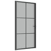 vidaXL Puerta interior de vidrio y aluminio negro mate 102,5x201,5 cm