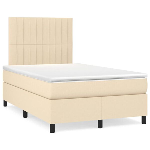 vidaXL Cama box spring con colch&oacute;n tela color crema 120x190 cm