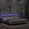 vidaXL Estructura de cama cabecero y luces LED gris hormig&oacute;n 180x200cm