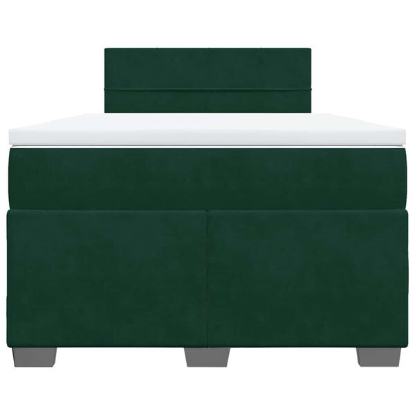 vidaXL Cama box spring con colch&oacute;n terciopelo verde oscuro 120x200 cm