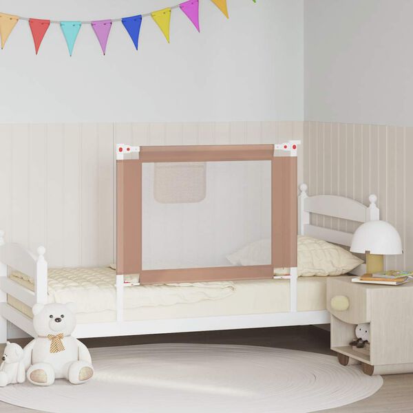 vidaXL Barandilla de seguridad cama de ni&ntilde;o tela gris taupe 90x25 cm