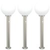 vidaXL Balizas luminosas con sensor, 3 unidades, 80 cm, acero inoxidable, IP44