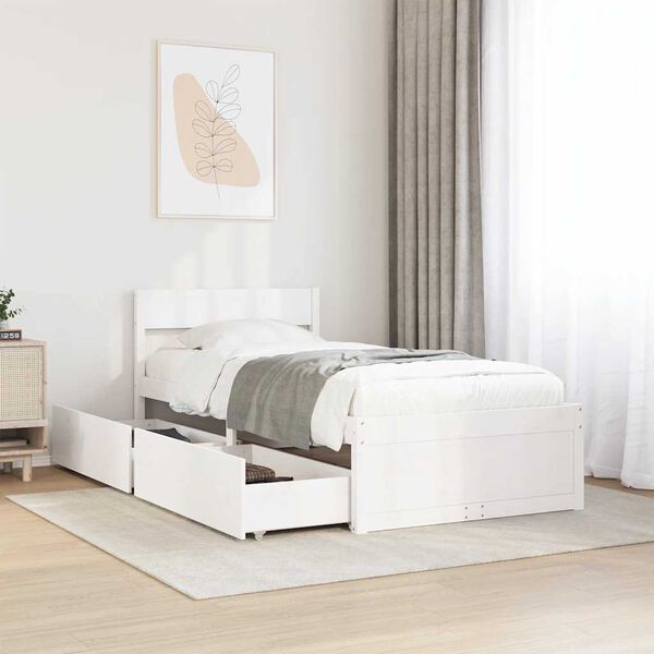 vidaXL Estructura de cama sin colchón madera maciza blanca 75x190 cm