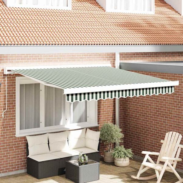 vidaXL Toldo Retr&aacute;ctil Verde y 300 x 250 cm Tela y Metal