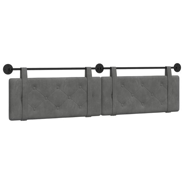 vidaXL Cabecera Colgante Gris oscuro 210 x 55 x 5 cm Terciopelo