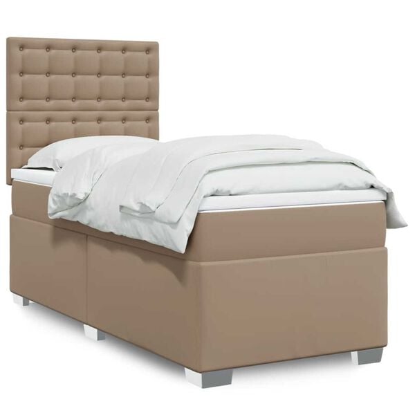 vidaXL Cama box spring con colch&oacute;n cuero sint&eacute;tico capuchino 90x200 cm