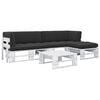 vidaXL Muebles de pal&eacute;s 4 pzas y cojines madera pino impregnada blanco