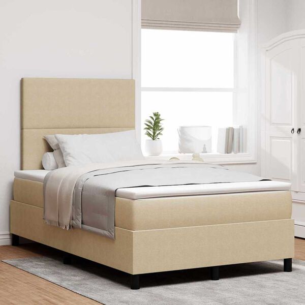 vidaXL Cama tipo Box Spring Gris claro y blanco. 193 x 120 x 128 cm