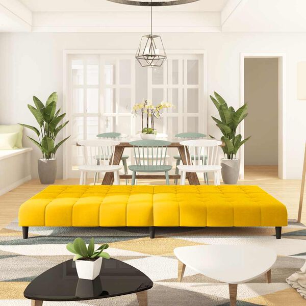 vidaXL Sofá cama de 2 plazas terciopelo amarillo