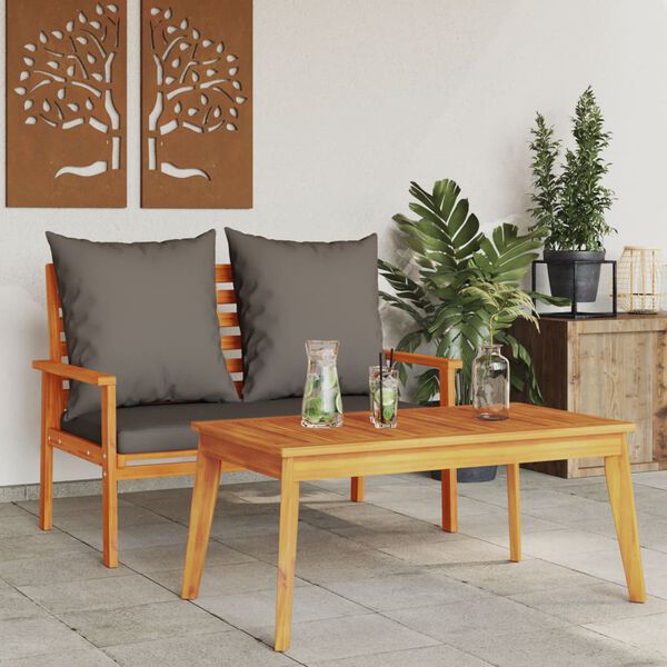 vidaXL Set de muebles de jard&iacute;n con cojines madera maciza acacia