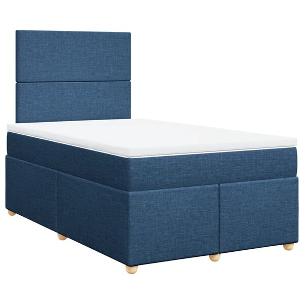 vidaXL Cama box spring con colch&oacute;n tela azul 120x190 cm