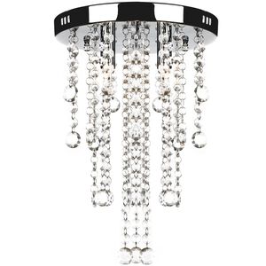 L&aacute;mpara blanca colgante de metal con adornos de cristal