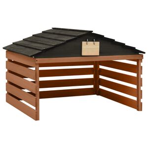 vidaXL Caseta de cortac&eacute;sped rob&oacute;tico negro y marr&oacute;n 78x74x54 cm abeto