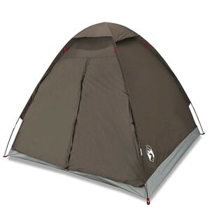 vidaXL Tienda de campa&ntilde;a igl&uacute; para 4 personas impermeable marr&oacute;n