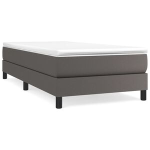 vidaXL Cama box spring con colch&oacute;n cuero sint&eacute;tico gris 90x200 cm
