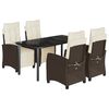 vidaXL Set comedor de jard&iacute;n 5 piezas y cojines rat&aacute;n sint&eacute;tico marr&oacute;n