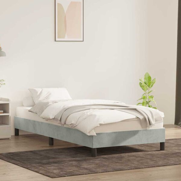 vidaXL Estructura de cama sin colchón terciopelo gris claro 80x210 cm