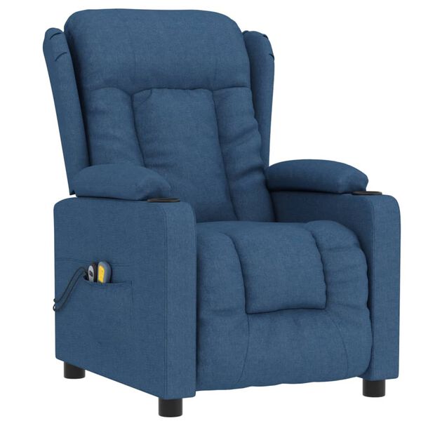 vidaXL Sill&oacute;n de masaje elevable de tela azul