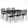 vidaXL Set de comedor de jard&iacute;n 7 pzas cuerda de algod&oacute;n y acero negro